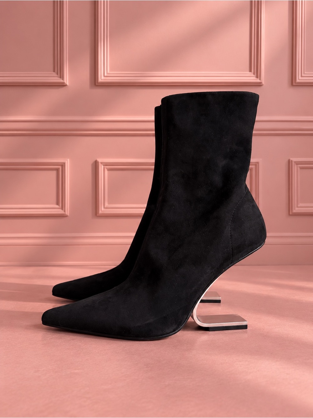 Jeffrey Campbell Compass Black Suede Ankle Boots Hidden Heel